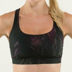 Lululemon Energy Bra Black with Floral Print Sz Sm